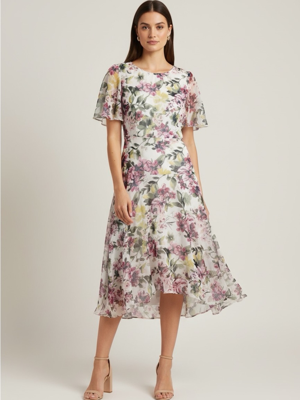 New connected apparel White Floral Midi Dress size 18 W
